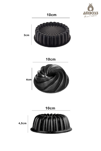 Amboss Mini Trio Family 6 Piece Cast Iron Mini Cake Mold Set