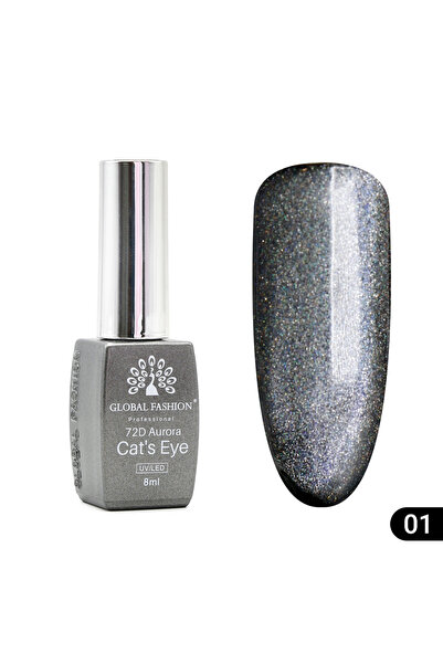 global fashion Ημιμόνιμο βερνίκι νυχιών Cat eyes 72D Aurora, 01