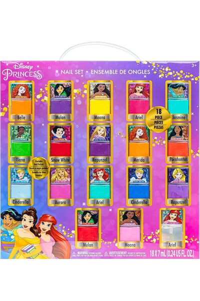 TOWNLEY GIRL Disney Princess Peel-Off Water-Based Nail Polish Set with Glitte...