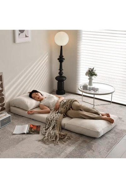 GGEROU Foldable Tatami Sofa Bed, 3-in-1 Multi-Functional Sleeper Chair Bed, 5-Position Adjustable Folding Lazy Sofa Single-Seat Floor Sofa Chair Lounge Chair Couches, Convertible Sofa Bed Balcony(White)