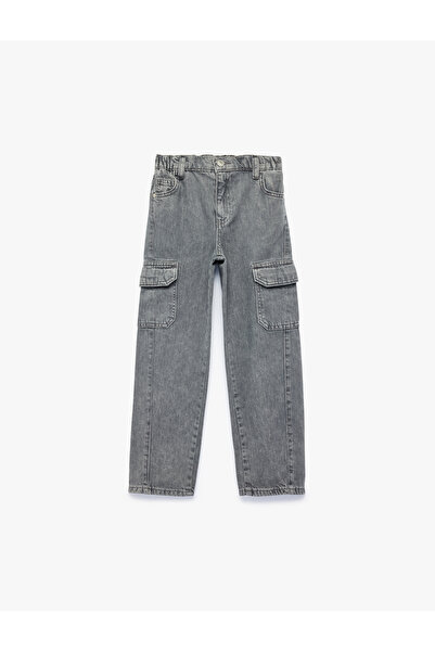Koton Loose Fit Cotton Denim Cargo Pants with Pocket Detail - Cargo Jeans