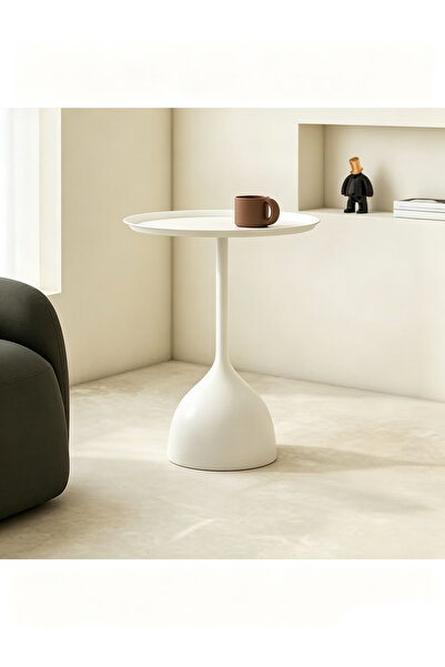 GGEROU Round Coffee Table, Modern Bedside Table, Sofa Side Table End Table fo...