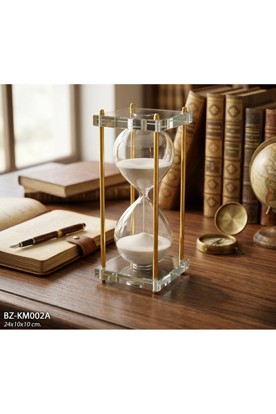 Hinora Home Kristal Cam Kum Saati 24x10 CM Makam Ofis Hediyelik Şık Lüks Deko...