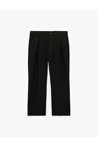 Koton Regular Fit Pocketed Viscose Blended Pleated Fabric Trousers