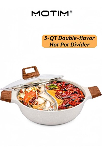 MOTIM 5-QT Double-flavor Multi-Functional Hot Pot Divider for Electric Induct...