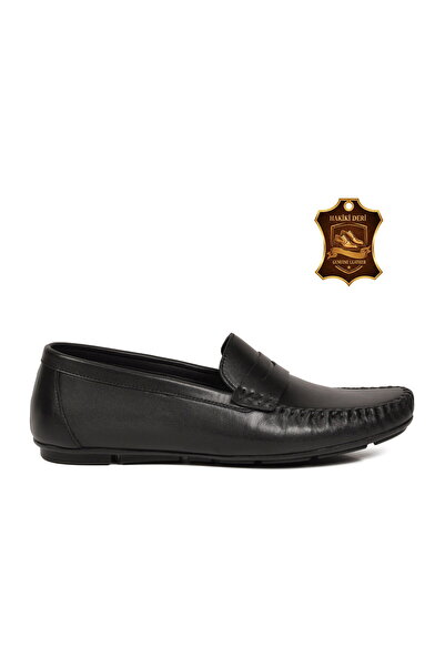 Voyager Black Genuine Leather Men's Casual Shoes