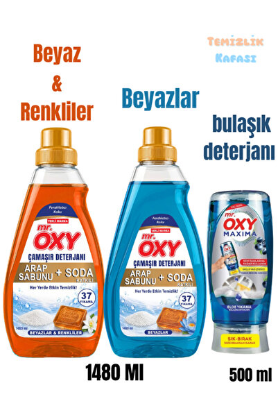 MR.OXY Arap Sabunu ve Soda Katkılı Çamaşır Deterjanı 1480 ml Beyazlar&Renklil...