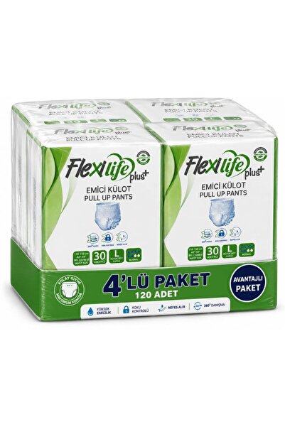 Flexi Life Plus Ped Külot Hasta Bezi Emici Büyük Boy ( L) 30'lu X 4 Paket