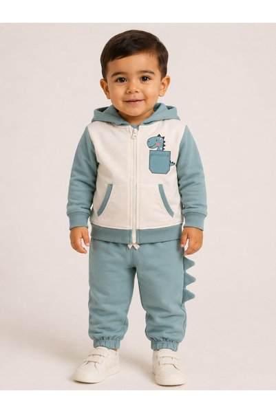 Victor and Jane Baby Boys Dinosaur Full Zip Hoodie & Jogger Pants Set