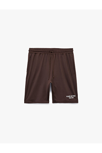 Koton Printed Pocketed Lace-Up Waist Sports Shorts