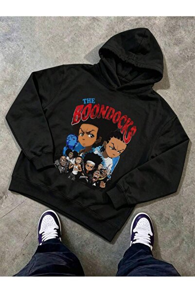 SVART WEAR Детски суичър с качулка с принт  "The Boondocks ", от пениран паму...