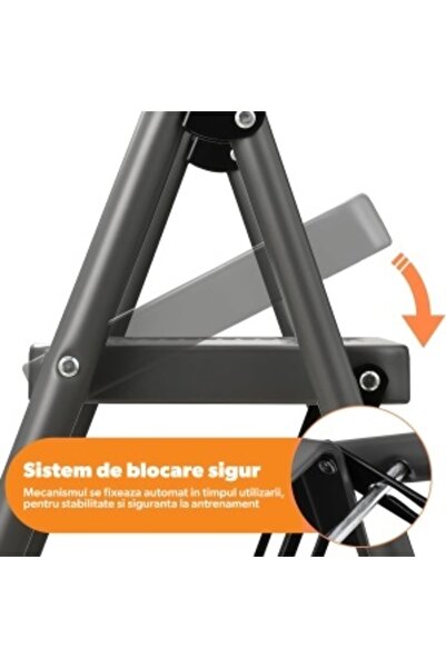 STARKEN Scara Pliabila STP-413 cu 3 Trepte, Sarcina Maxima 150 kg, Structura din Otel, Maner din Spuma, Trepte Late 26,5 x 17 cm, Design Stabil si Rezistent, Potrivita pentru Casa, Birou si Depozit