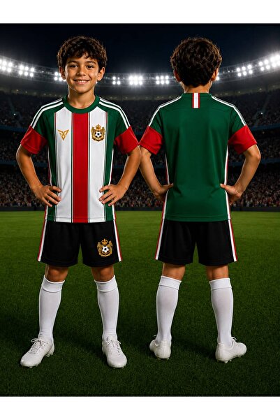 yenteks Çocuk Halı Saha Futbol forması Seti Yeşil-Beyaz Forma+Şort+Çorap