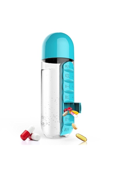 OEM Sticla de apa Pill & Vitamin Water Bottle 600 ml cu distribuitor pentru m...