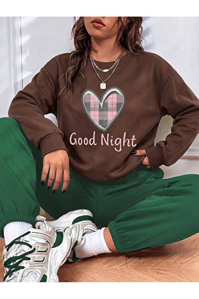 trendypassion Unisex Good Night Heart Printed Crew Neck Sweatshirt