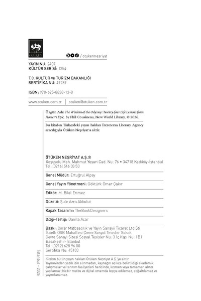 Ötüken Neşriyat Odysseia Bilgeliği - Homeros'un Destanından Yirmi Dört Hayat Dersi / Phil Cousineau - Çev. Demet ün