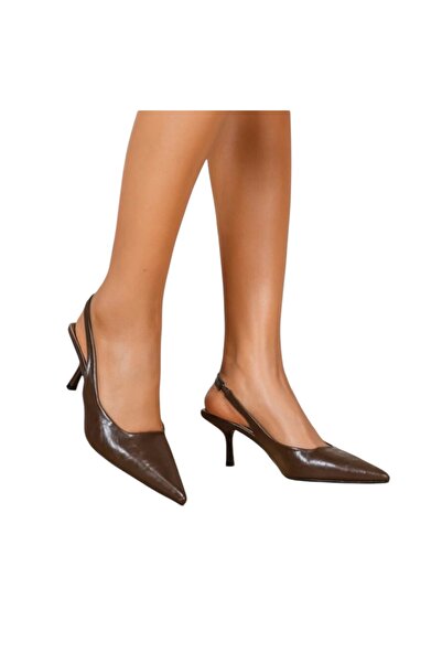 OEM Pantofi dama, maro, stiletto, varf ascutit, toc 6cm, 37EU