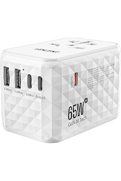 GENERAL Lansent 100W International Travel Power Adapter 2 Usb-A and 2 Usb-C P...