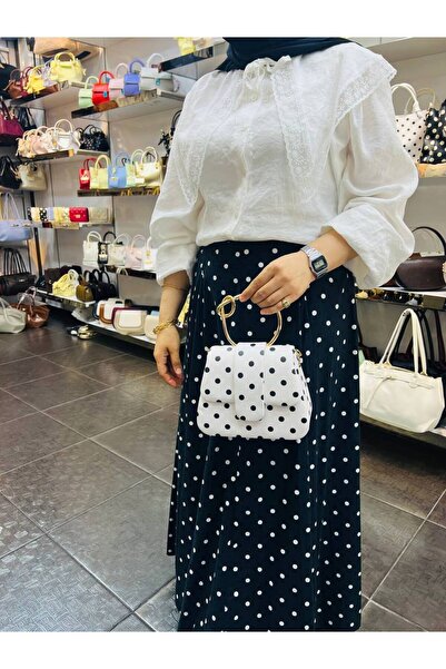 H&D COLLECTİON Sakura Model Gold Accessory Chain Detailed Navy Blue Special O...