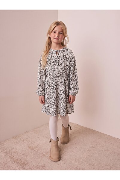 Tinymuyt Girl's Crinkle Waist and Sleeve Cuff Elastic Detailed Floral Dress W...