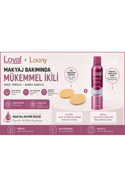 Loyal Makyaj Bakım Seti – Makyaj Sabitleyici Sprey 300 ml + 2’li Yüz Temizlem...