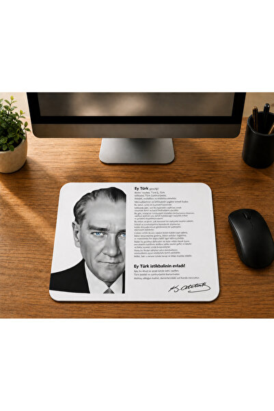 Kırtasiye Ofisi Siyah-beyaz Atatürk - BASKILI MOUSE PAD