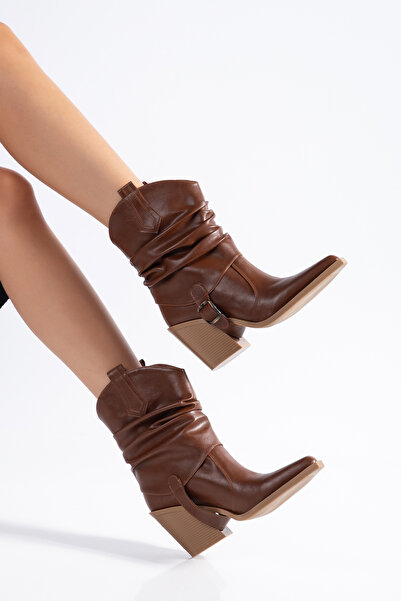 MS SUGAR SHOES Women's Tan Western Cowboy Boots Pointed Toe Drawstring Buckle...