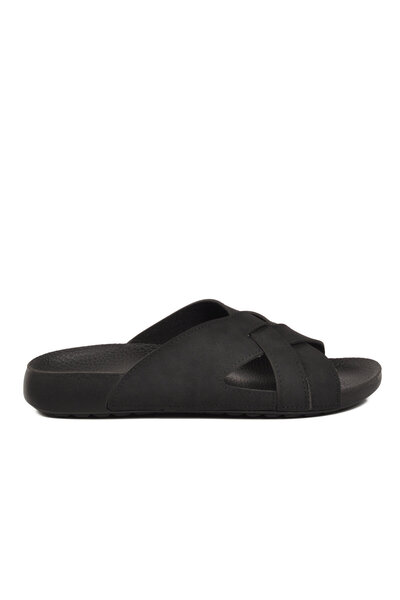 ARYAN Black Cross Strap Men's Slippers