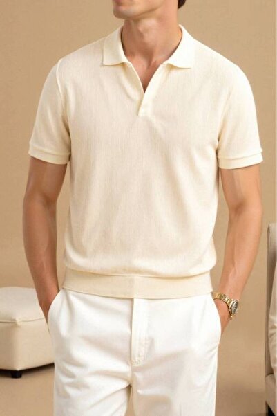 OEMS ROLDN VERA Classic Polo Shirt – بولو كلاسيكي فاخر قماش خفيف - ابيض - M