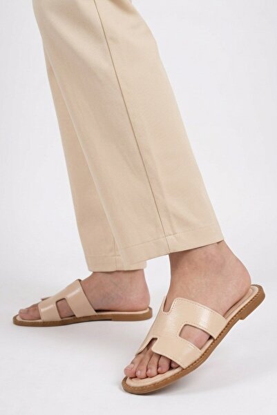 Aspor Beige Women's Flat Slippers
