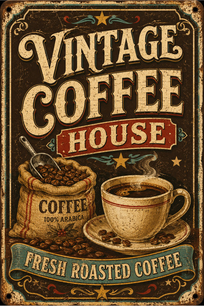 Lucena Vintage Coffee House Retro Metal Wall Sign Coffee Decor 20X30 cm