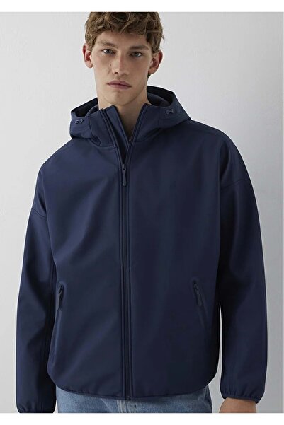 Mavi M0110851 Water Repellent Pro-Tech Water-Replent Hooded Men's Coat Dark Blue