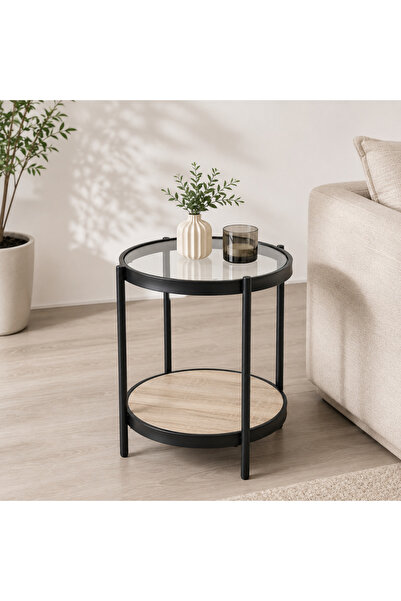 Palma homez طاولة جانبية خشب بني وأسود 45×45 سم