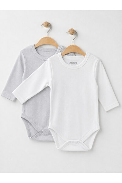 Kidaxi 2-Piece Long Sleeve Snap Fastener Bodysuit