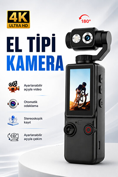 Abbruch 4K Taşınabilir El Kamerası 180° Ayarlanabilir Başlık Otomatik Odaklam...