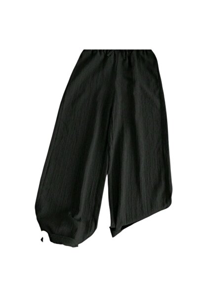 OEM Pantaloni fetite, din matase, largi, negri 12-13 ani, 153-158cm