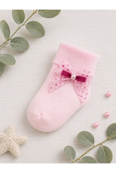 Panfilia 100% Cotton 0-9 Months Baby Bowknot Socks Set of 4 Boxed Socks