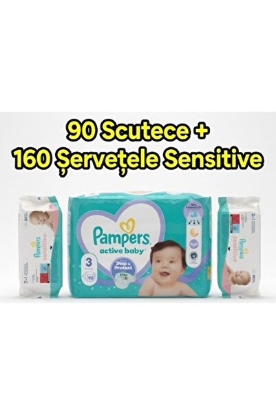 Pampers Scutece Active pentru Bebelusi, Mărimea 3 (6 - 10 kg), 90 Bucăți + 2 ...