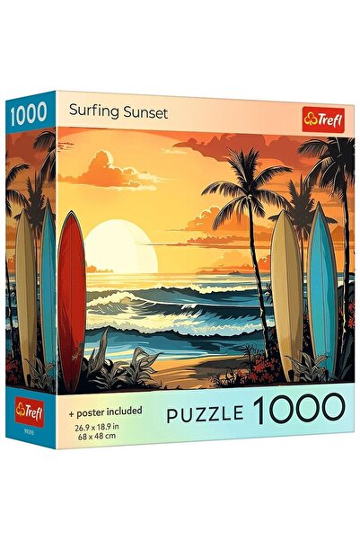 Trefl PUZZLE 1000 USA COLLECTION SUNSET FOR SURFING POSTER INCLUDED