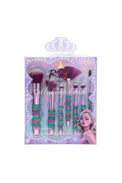 DNZ BEAUTY Rose 7`Lİ Taşlı Fırça Seti