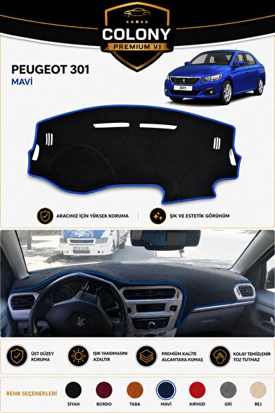 COLONY Peugeot 301 Mavi Torpido Örtüsü Ön Göğüs Koruma Torpido Koruma Tam Uyu...