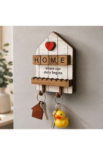 ROKH 🏡   Wooden Keychain | 🔑   Home Themed Decorative Key Hanger | 🌿   Las...