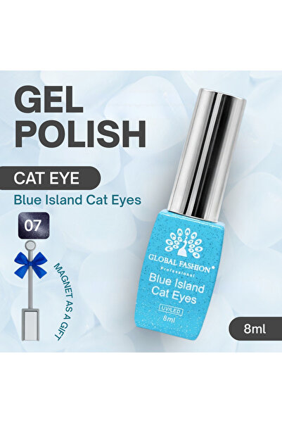 GLOBAL FASHION Professional Blue Island Cat Eyes Gel Nail Polish 8ml
