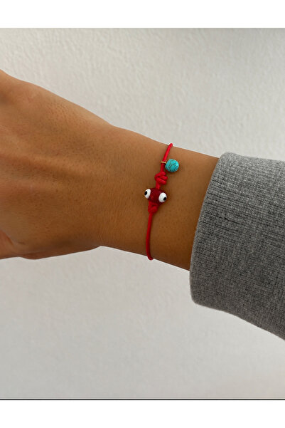 Markiz Takı Red String Red Murano Glass Evil Eye Bracelet
