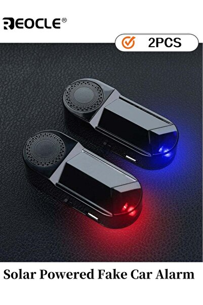 REOCLE Riocool 2 Pcs Solar Powered Fake Car Alarm LED with Smart Light Sensor...