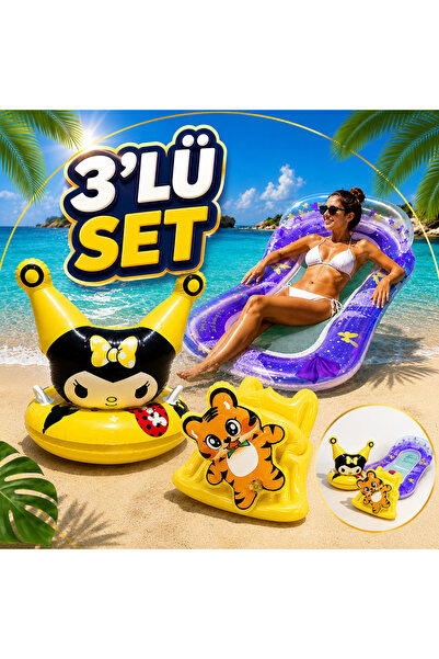 barlas global 3’lü Deniz Seti Kuromi Simit + 3D Çocuk Yeleği + Fileli Deniz Y...