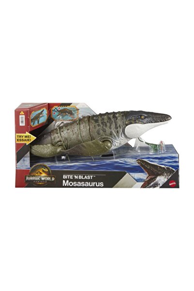 mattel JURASSIC WORLD REBIRTH BITE N BLAST MOSASAUR DINOZAUR INTERACTIVE WITH...