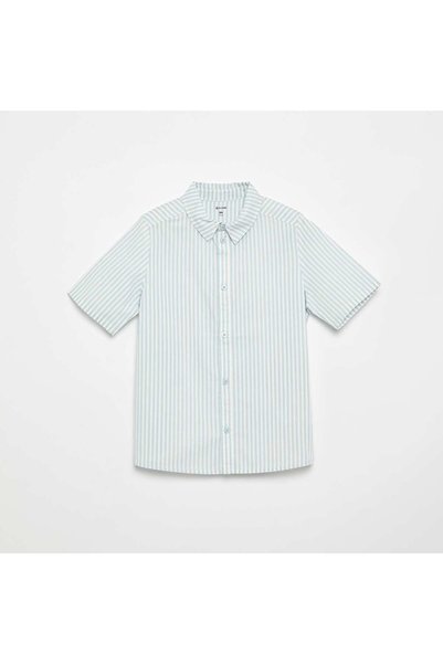KIABI Striped Short-Sleeved Shirt Blue