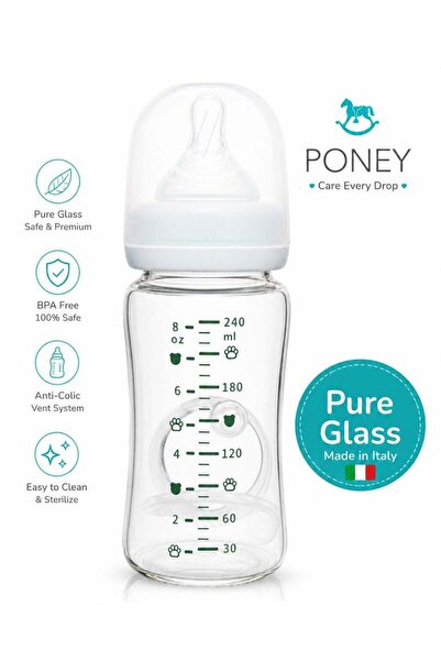 Pony Baby Poney Glass Feeding Bottle 240ml | Milk Bottle for Baby | Baby Feed...