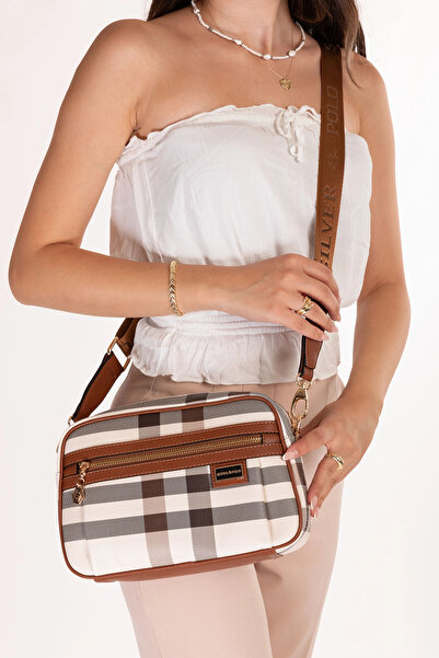 Gondol Women's Daily Stylish and Useful Cross Shoulder Bag Sp.1280 Beige Plaid
